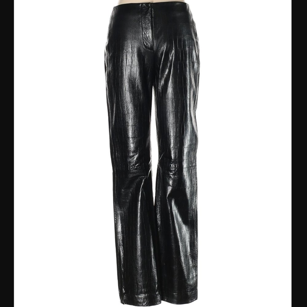 Vintage Black DKNY 100% Leather Pants EUC 4
